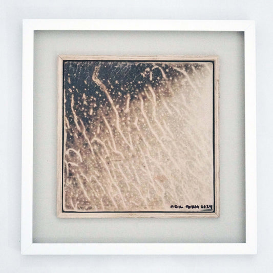 Kaiga 1 - 1' x 1' framed raku ceramic wall art - RAAQUU Serial No. 2400009