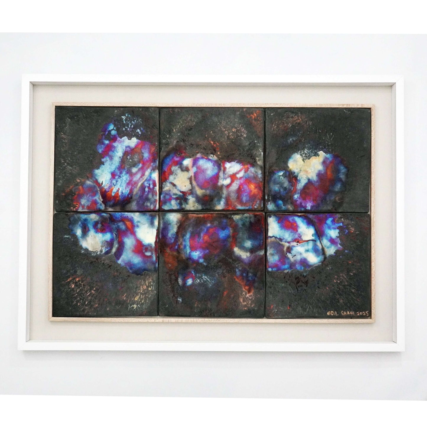 Kaiga 6 - 2' x 3' framed raku ceramic wall art - RAAQUU Serial No. 2400016