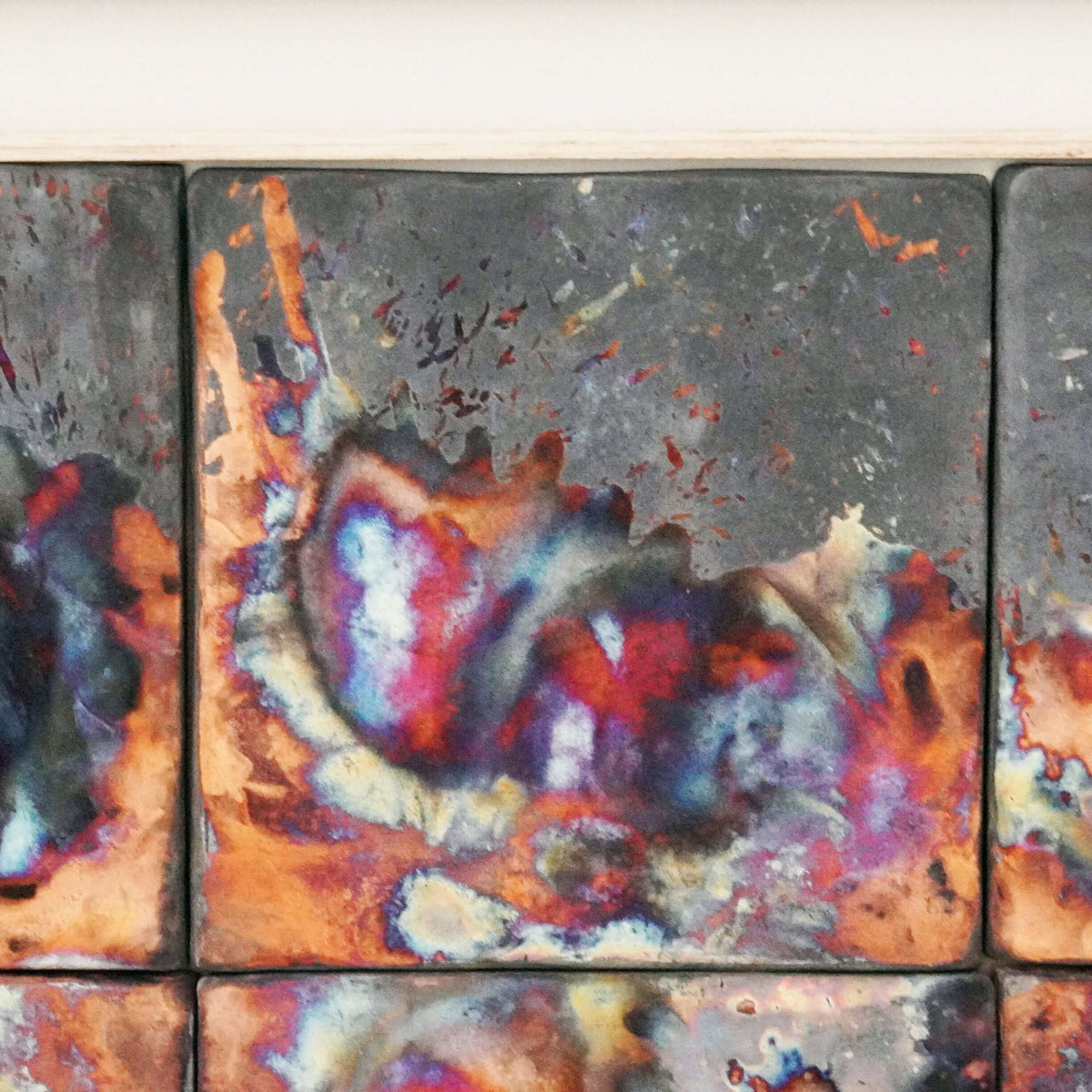 Kaiga 6 - 2' x 3' framed raku ceramic wall art - RAAQUU Serial No. 2400017