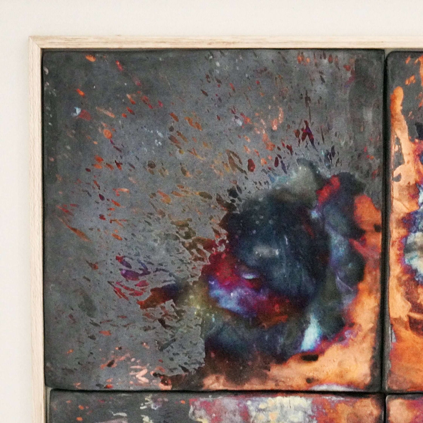 Kaiga 6 - 2' x 3' framed raku ceramic wall art - RAAQUU Serial No. 2400017