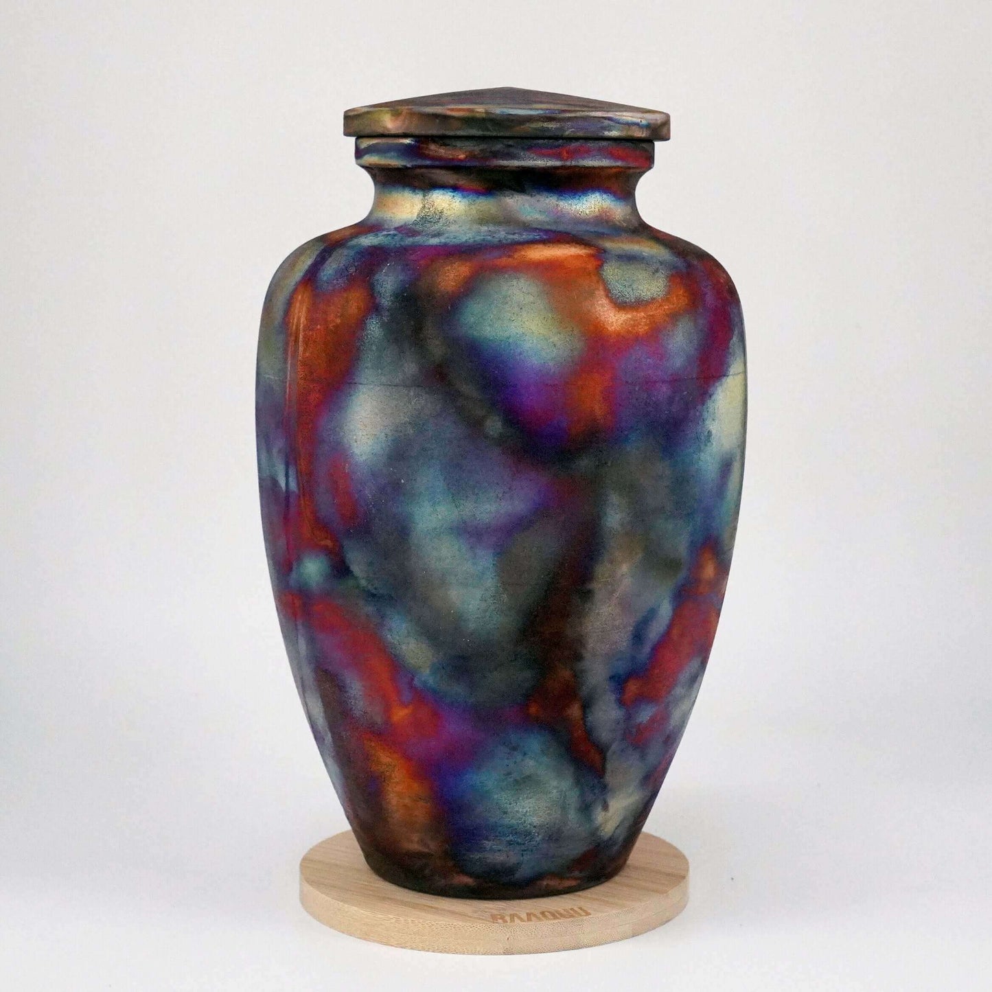 Raku pottery vase ceramic home decor RAAQUU Omoide Ceramic Full Copper Matte Urn for Adult Remains/Ashes S/N8000101 - Raku Pottery 170 cubic inches Unique Handmade Cremation Vessel