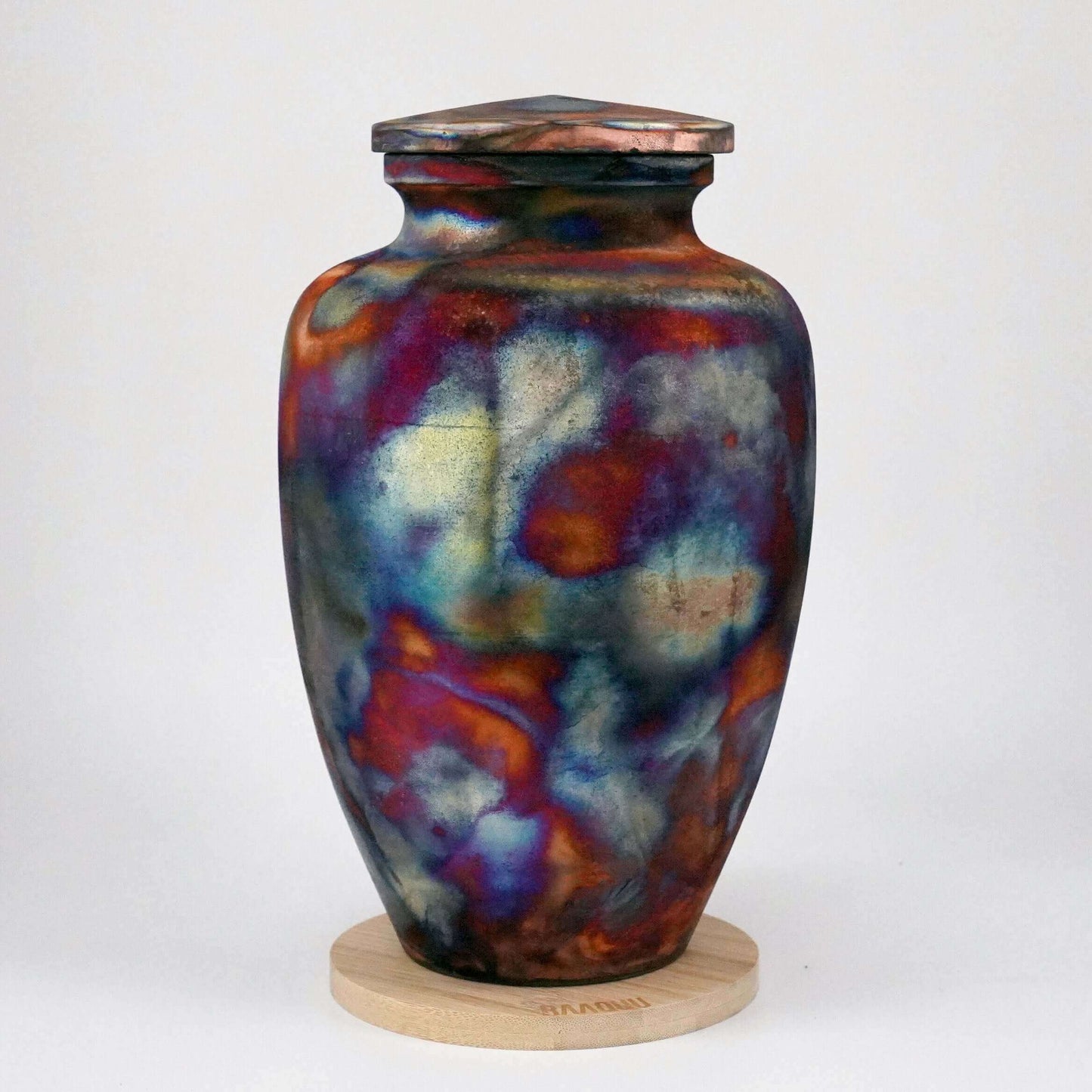 Raku pottery vase ceramic home decor RAAQUU Omoide Ceramic Full Copper Matte Urn for Adult Remains/Ashes S/N8000101 - Raku Pottery 170 cubic inches Unique Handmade Cremation Vessel