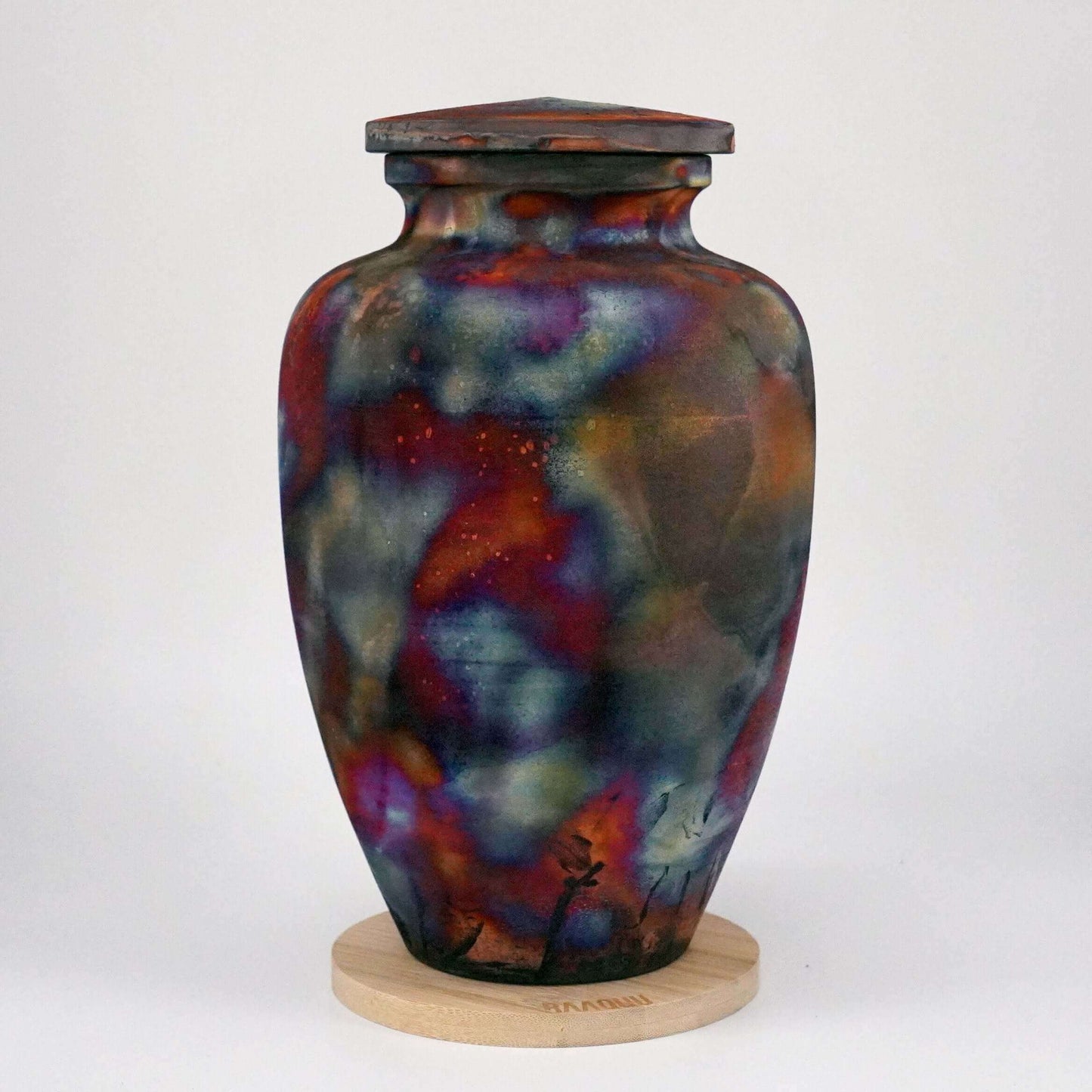 Raku pottery vase ceramic home decor RAAQUU Omoide Ceramic Full Copper Matte Urn for Adult Remains/Ashes S/N8000094 - Raku Pottery 170 cubic inches Unique Handmade Cremation Vessel