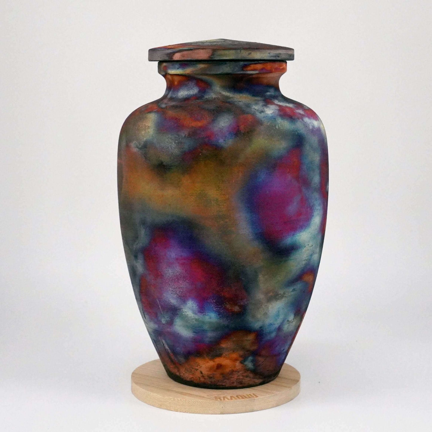 Raku pottery vase ceramic home decor RAAQUU Omoide Ceramic Full Copper Matte Urn for Adult Remains/Ashes S/N8000094 - Raku Pottery 170 cubic inches Unique Handmade Cremation Vessel
