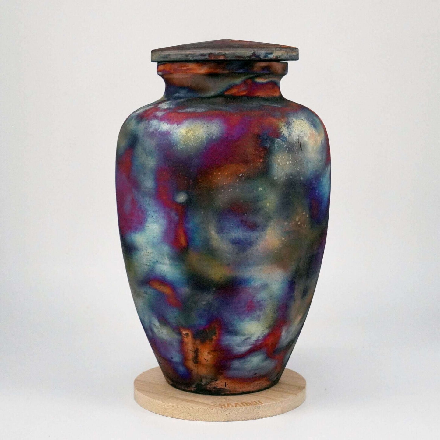 Raku pottery vase ceramic home decor RAAQUU Omoide Ceramic Full Copper Matte Urn for Adult Remains/Ashes S/N8000094 - Raku Pottery 170 cubic inches Unique Handmade Cremation Vessel