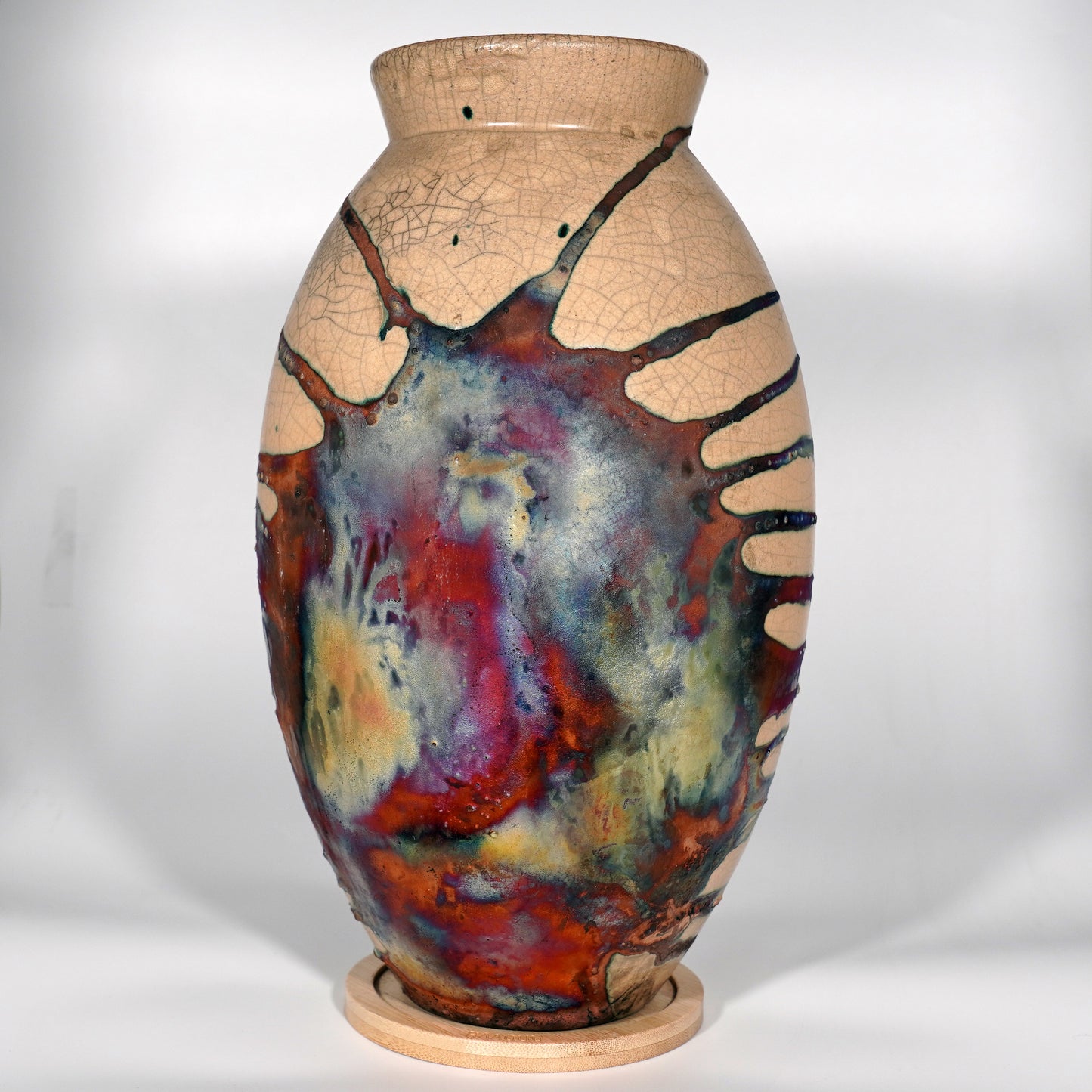 Pre-Order RAAQUU Large Oval Art Series Ceramic Vase - Raku Pottery