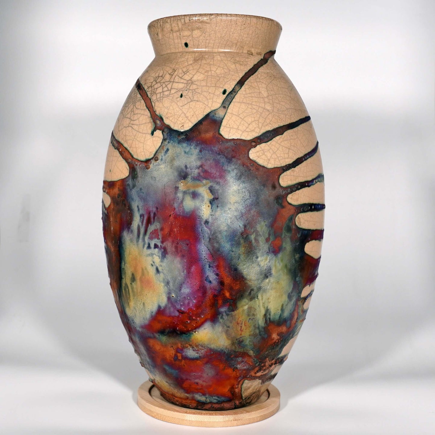 Pre-Order RAAQUU Large Oval Art Series Ceramic Vase - Raku Pottery