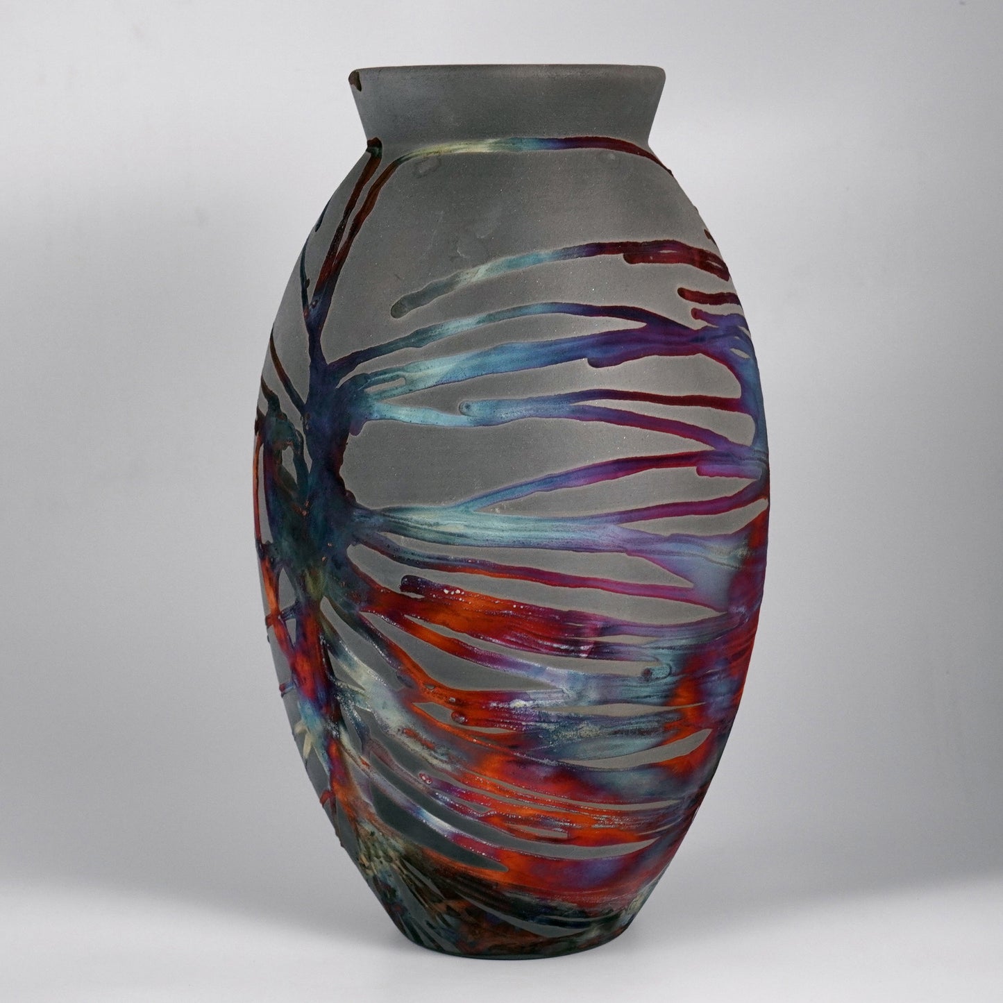Pre-Order RAAQUU Large Oval Art Series Ceramic Vase - Raku Pottery