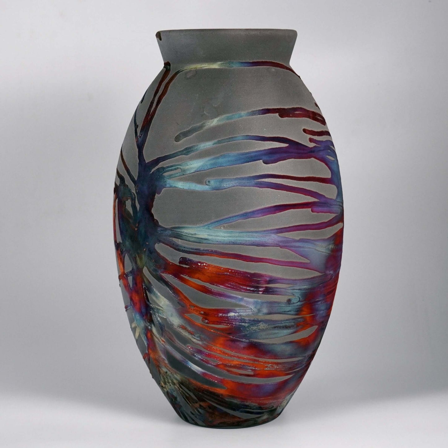 Pre-Order RAAQUU Large Oval Art Series Ceramic Vase - Raku Pottery