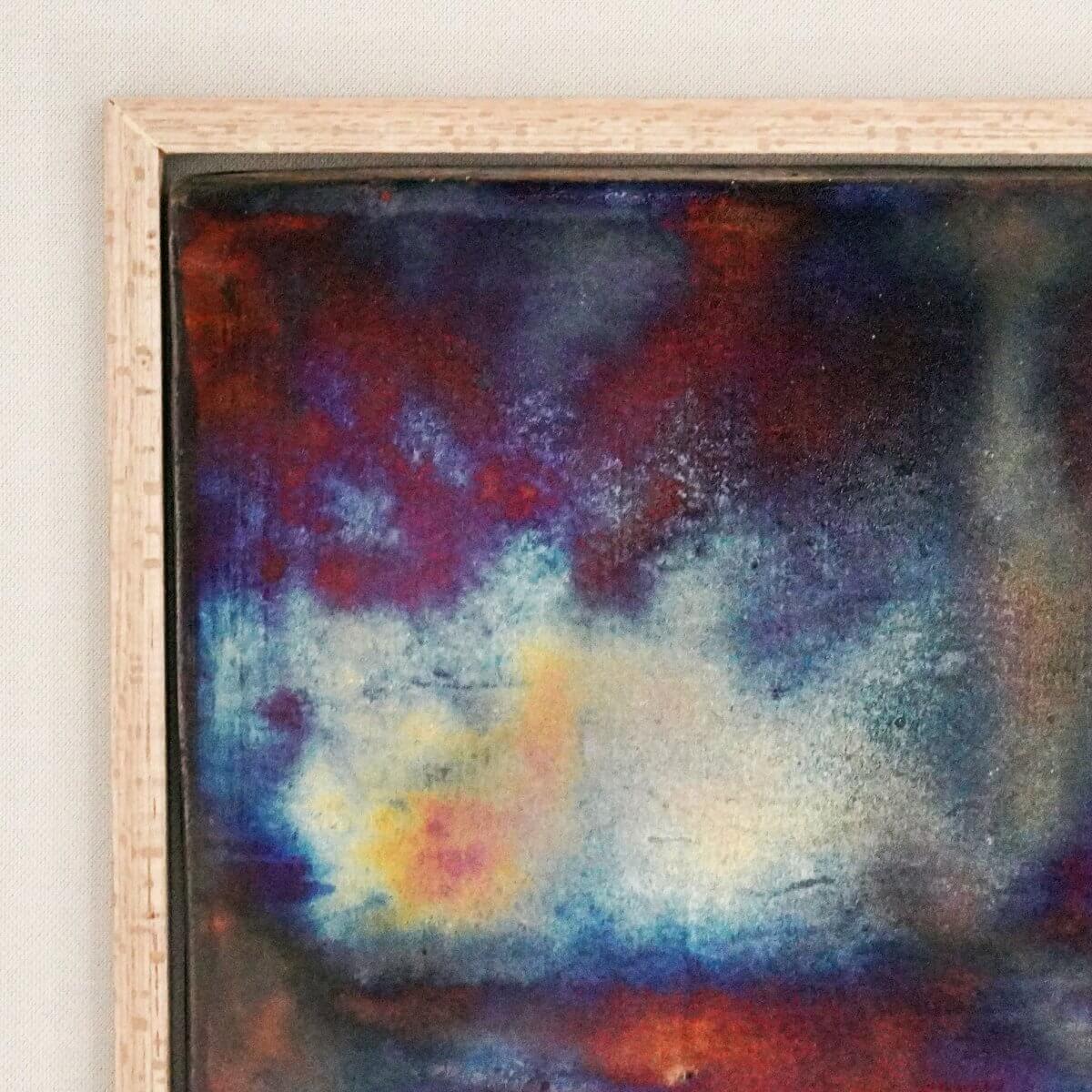 Kaiga 1 - 1' x 1' framed raku ceramic wall art - RAAQUU Serial No. 2400010 - RAAQUU