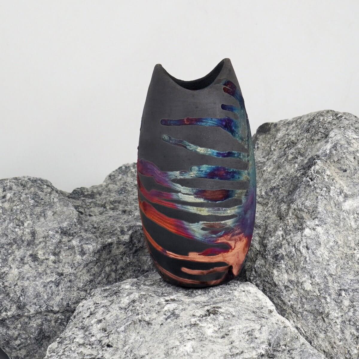 Koi Ceramic Raku Pottery Vase - RAAQUU
