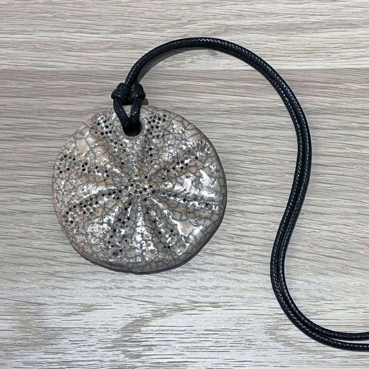 Kubi L001 Flower Raku Pendant Necklace - Handmade gift for her - RAAQUU