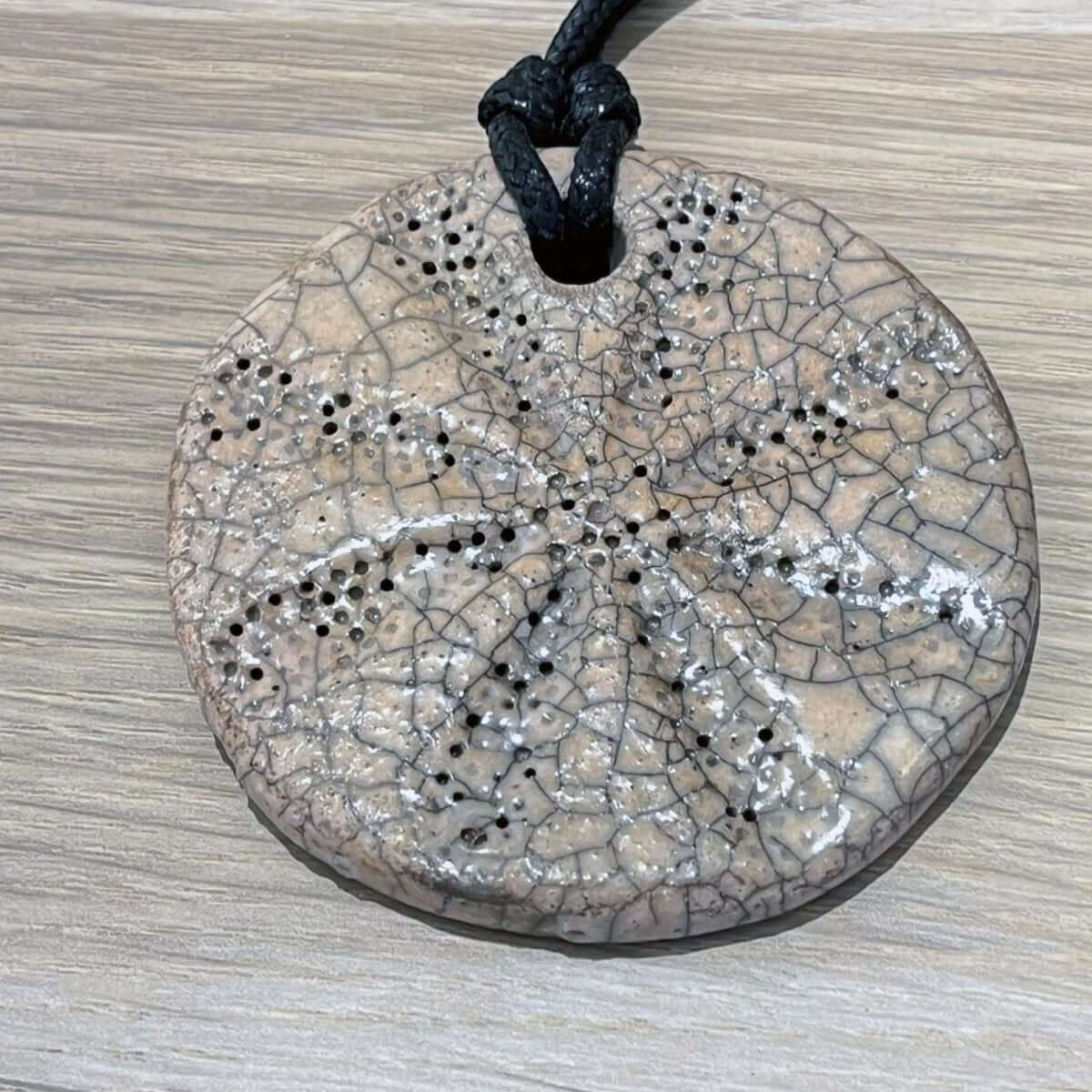 Kubi L001 Flower Raku Pendant Necklace - Handmade gift for her - RAAQUU