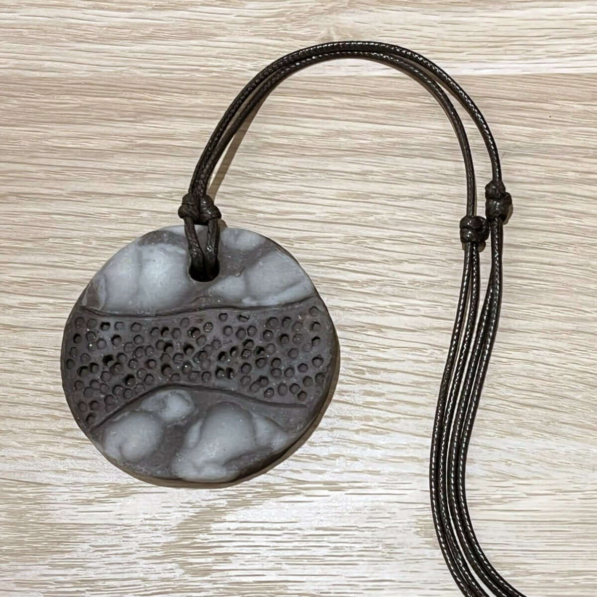 Kubi L002 Dimple Raku Pendant Necklace - Handmade gift for her - RAAQUU