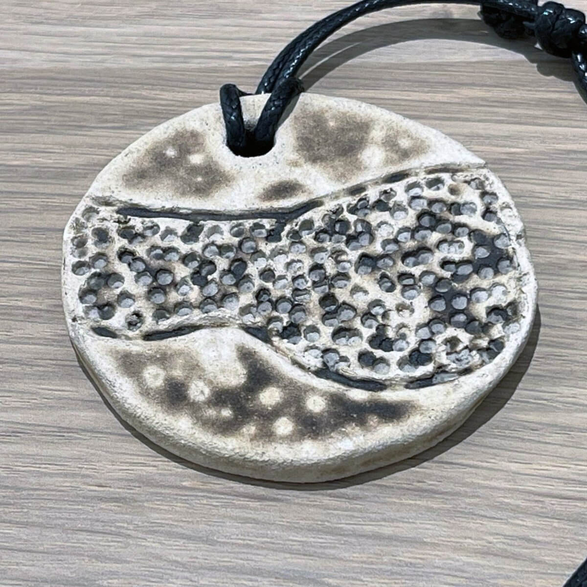 Kubi L002 Dimple Raku Pendant Necklace - Handmade gift for her - RAAQUU