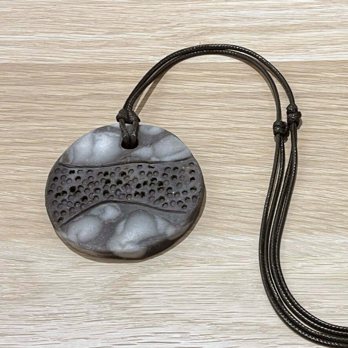 Kubi L002 Dimple Raku Pendant Necklace - Handmade gift for her - RAAQUU