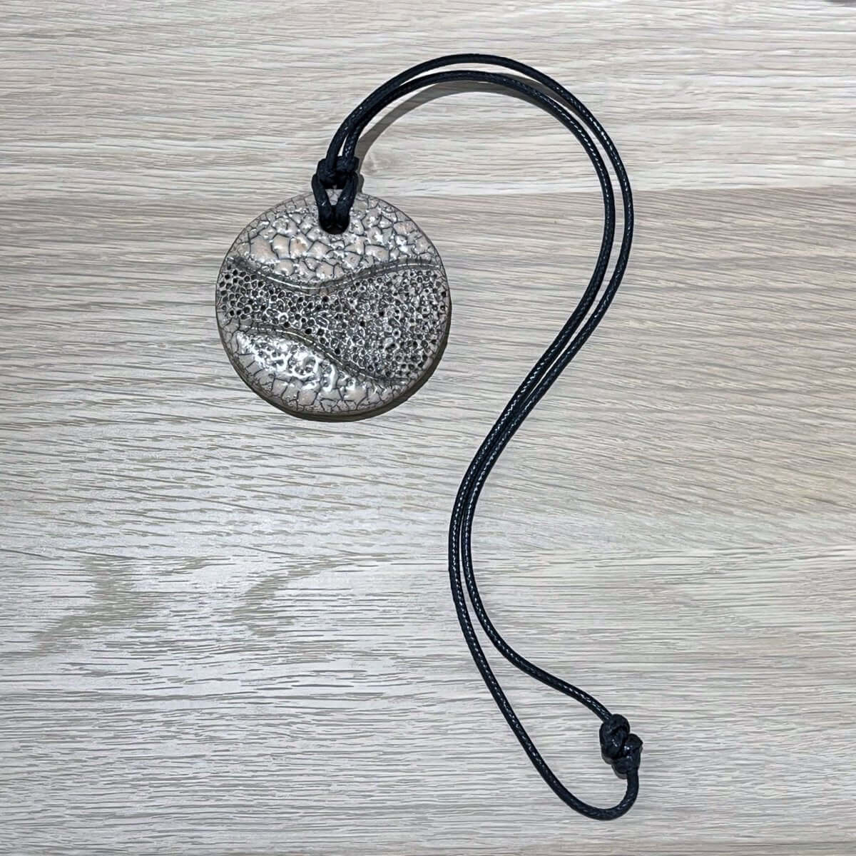 Kubi L002 Dimple Raku Pendant Necklace - Handmade gift for her - RAAQUU