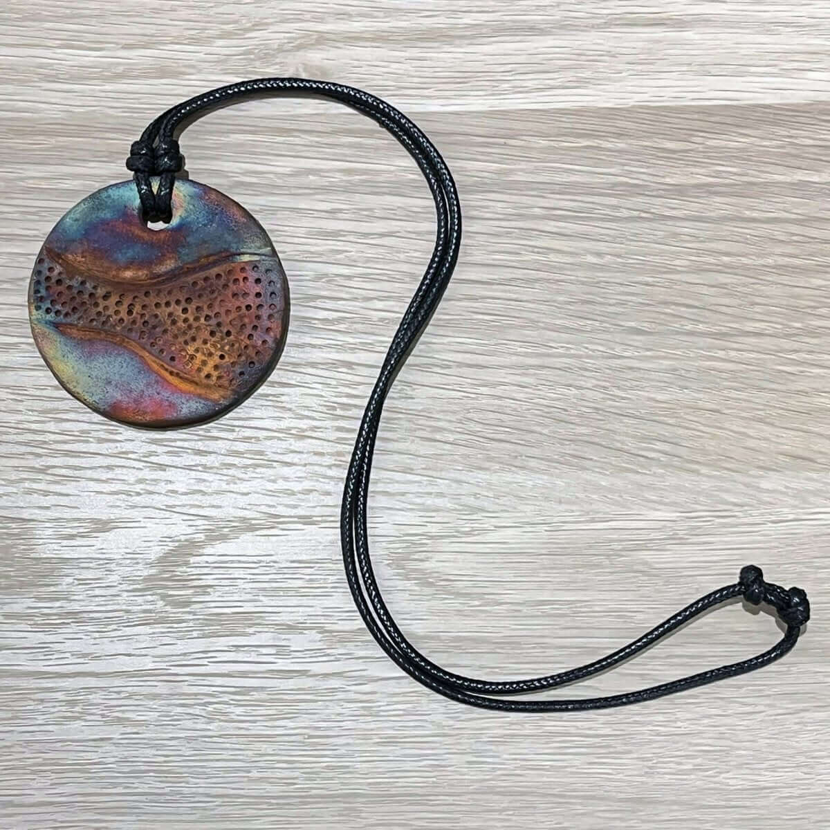 Kubi L002 Dimple Raku Pendant Necklace - Handmade gift for her - RAAQUU