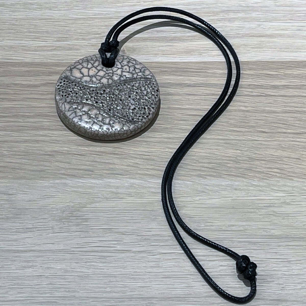 Kubi L002 Dimple Raku Pendant Necklace - Handmade gift for her - RAAQUU