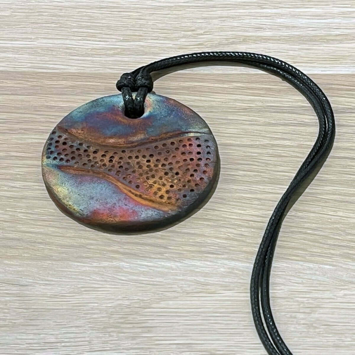 Kubi L002 Dimple Raku Pendant Necklace - Handmade gift for her - RAAQUU