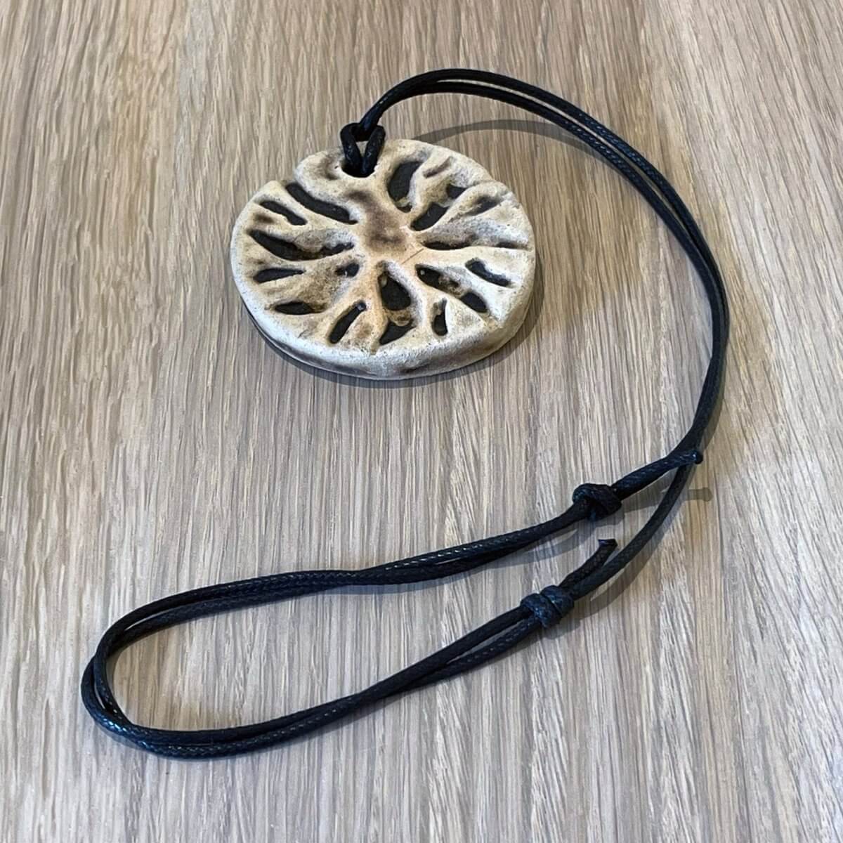 Kubi L005 Wave Raku Pendant Necklace - Handmade gift for her - RAAQUU