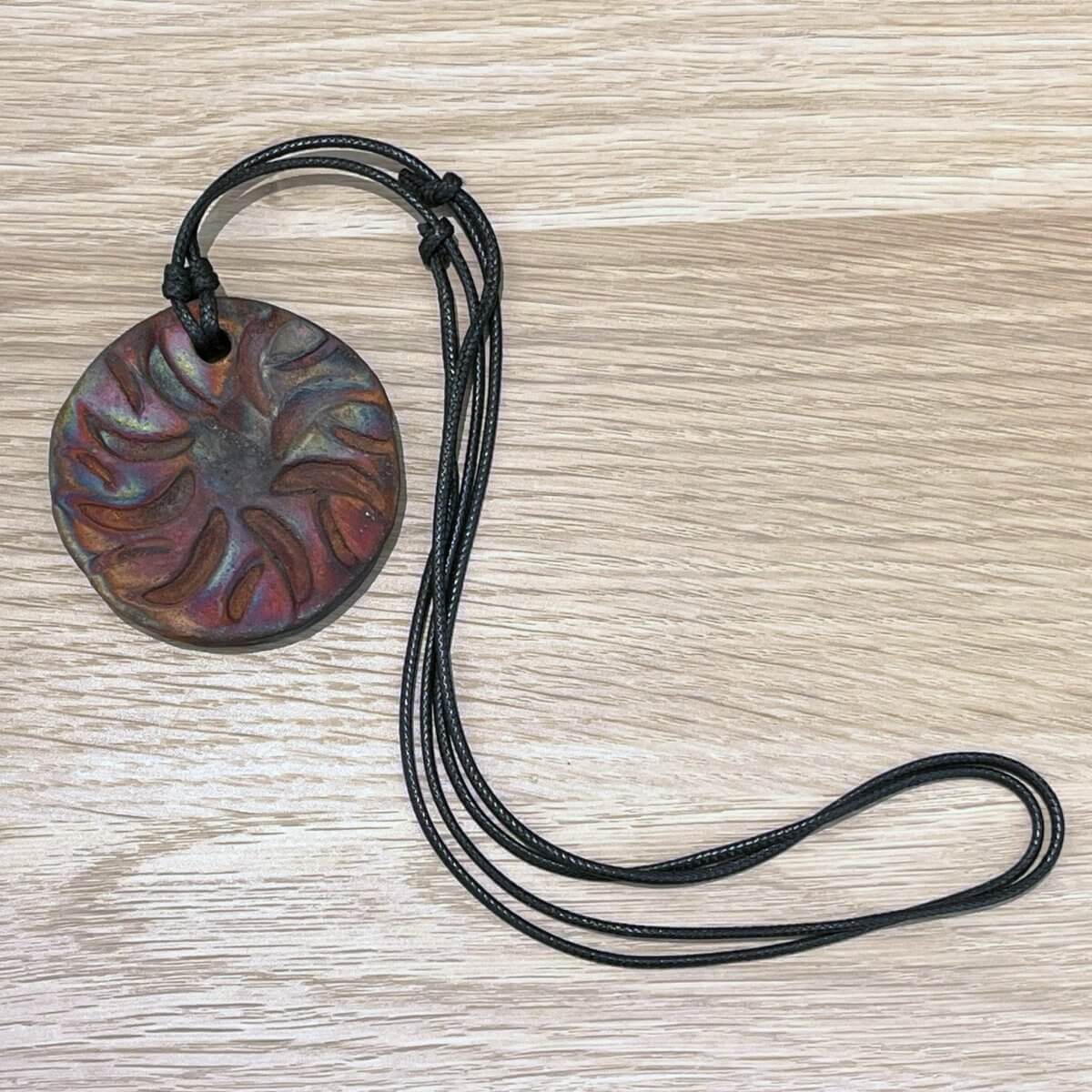 Kubi L005 Wave Raku Pendant Necklace - Handmade gift for her - RAAQUU