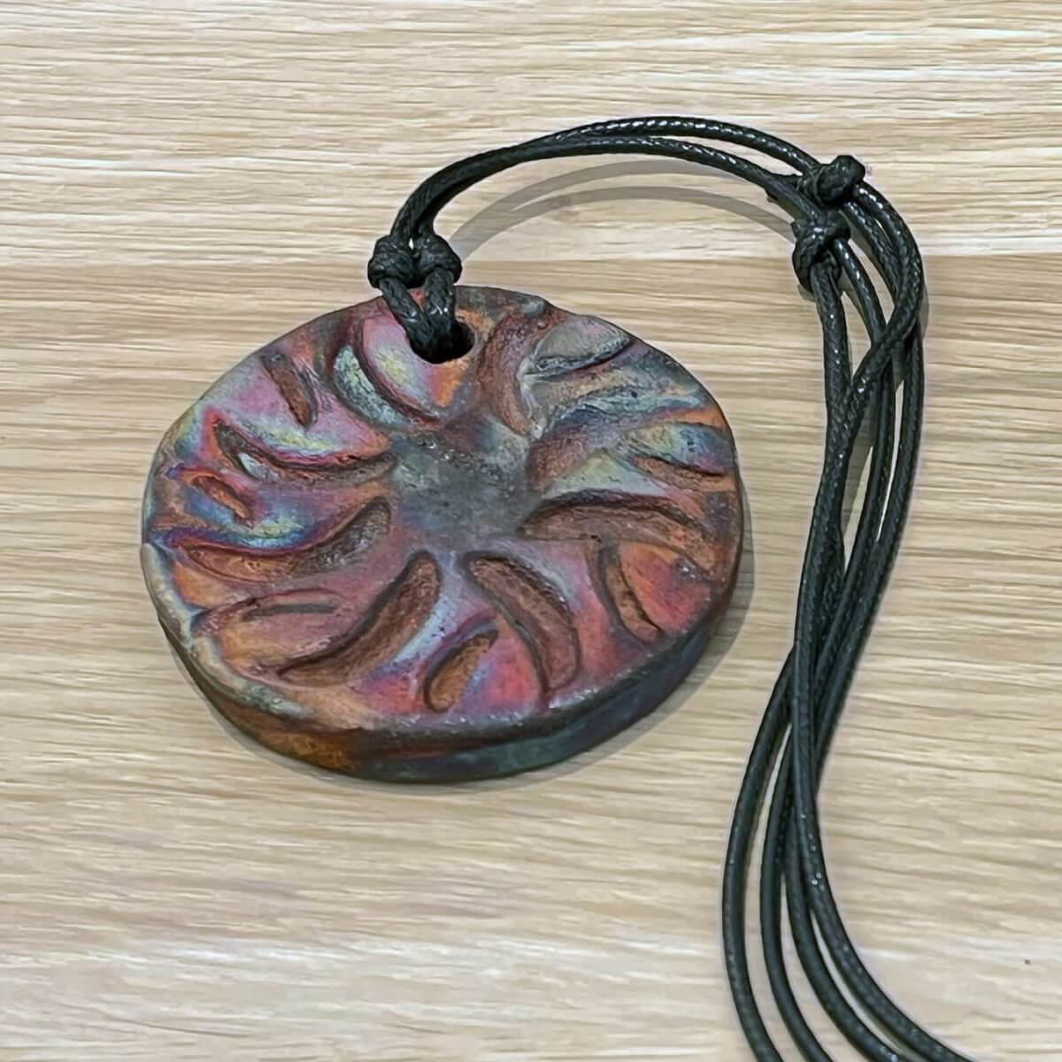Kubi L005 Wave Raku Pendant Necklace - Handmade gift for her - RAAQUU