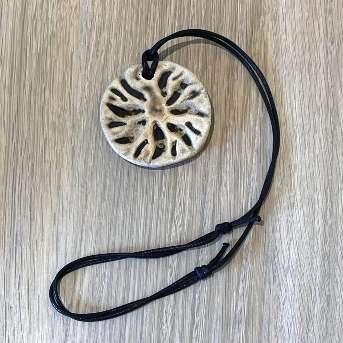 Kubi L005 Wave Raku Pendant Necklace - Handmade gift for her - RAAQUU