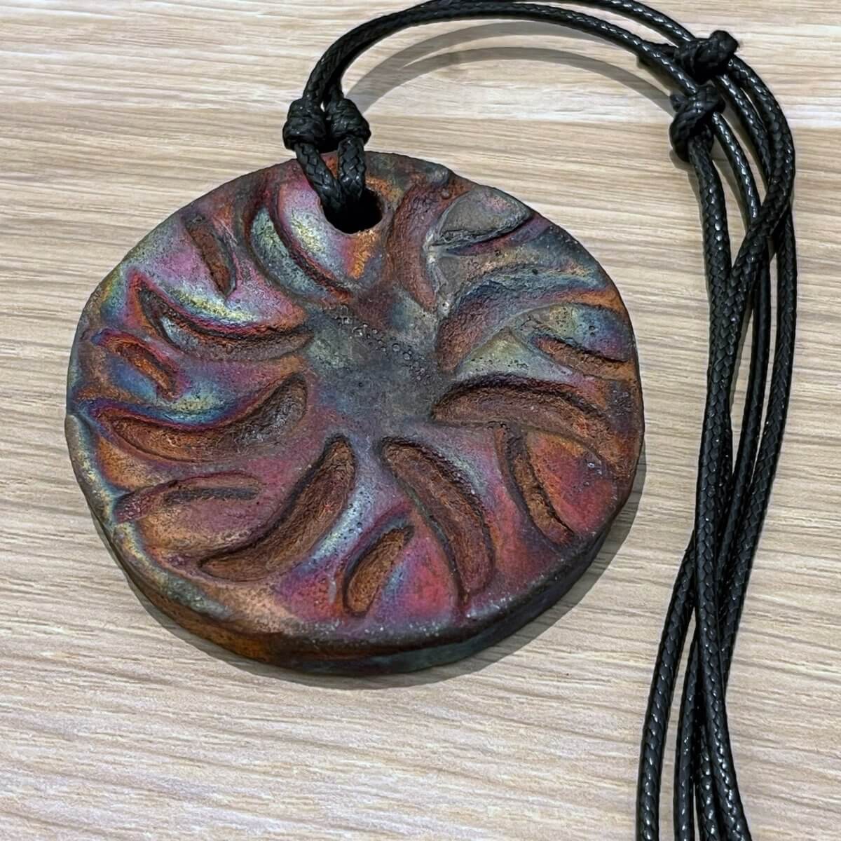 Kubi L005 Wave Raku Pendant Necklace - Handmade gift for her - RAAQUU