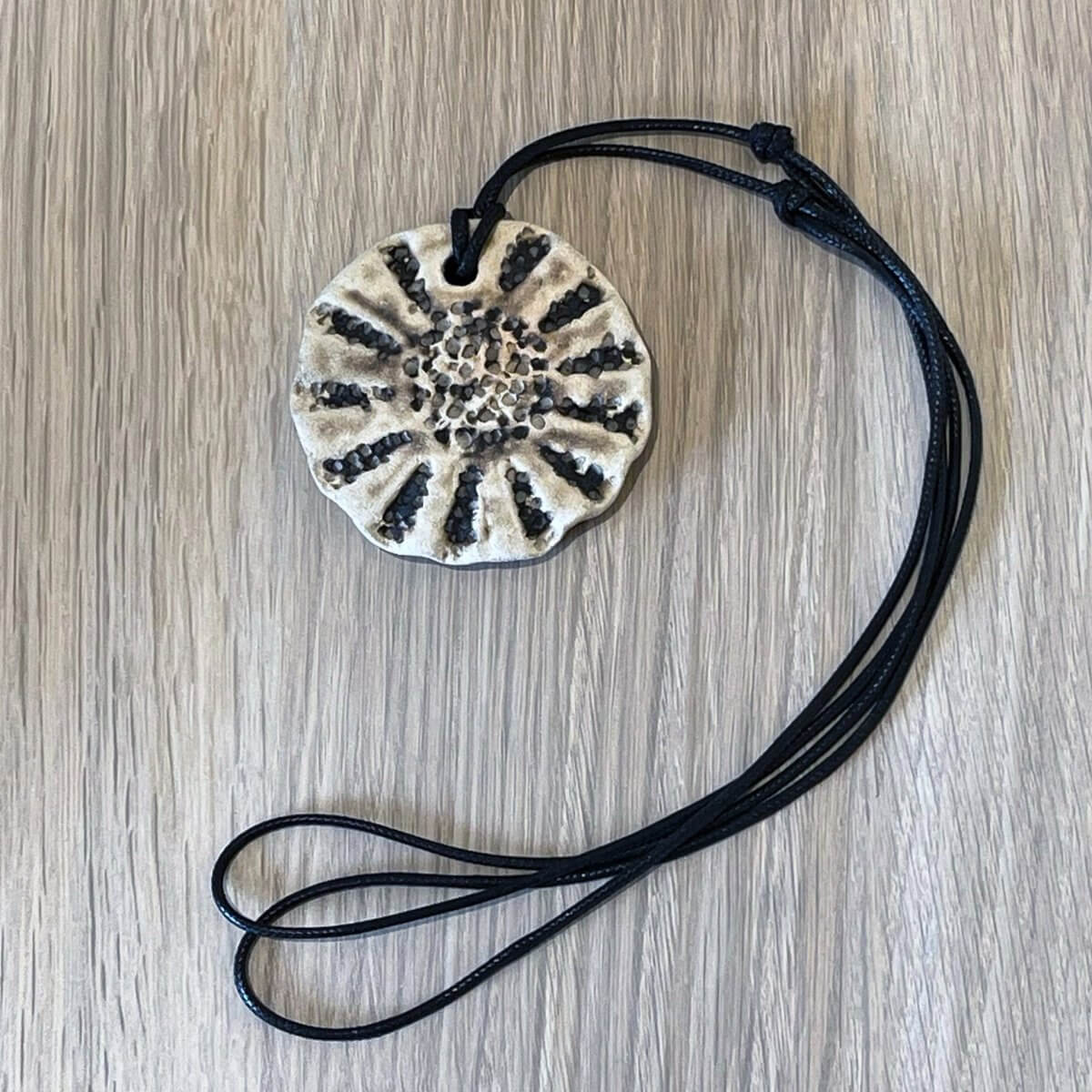 Kubi L006 Sun Raku Pendant Necklace - Handmade gift for her - RAAQUU