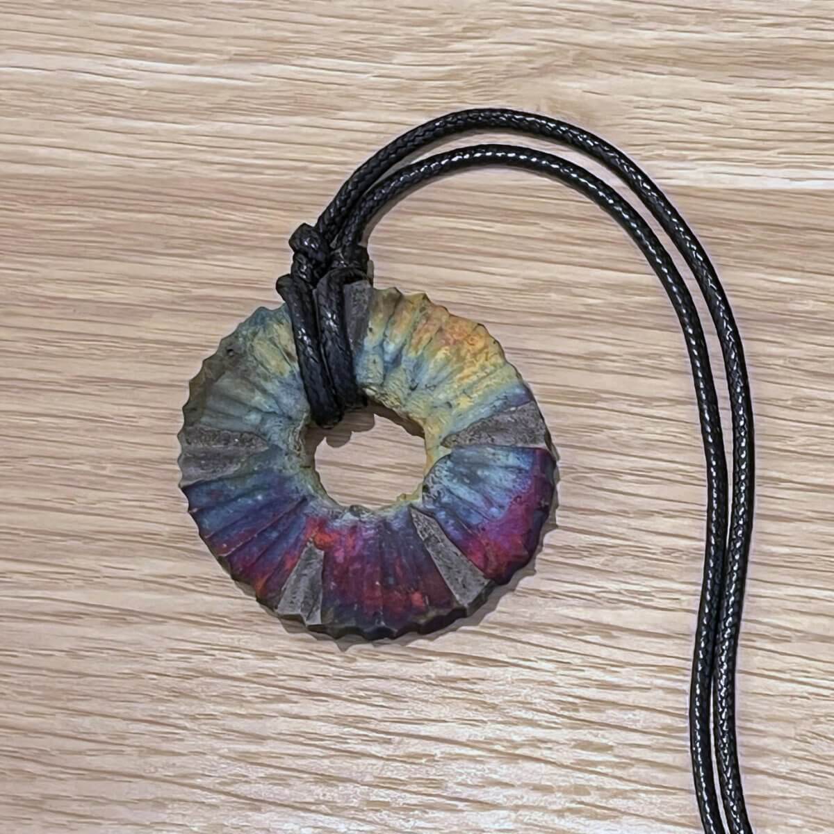 Kubi M008 Circle Ring Raku Pendant Necklace - Handmade gift for her - RAAQUU