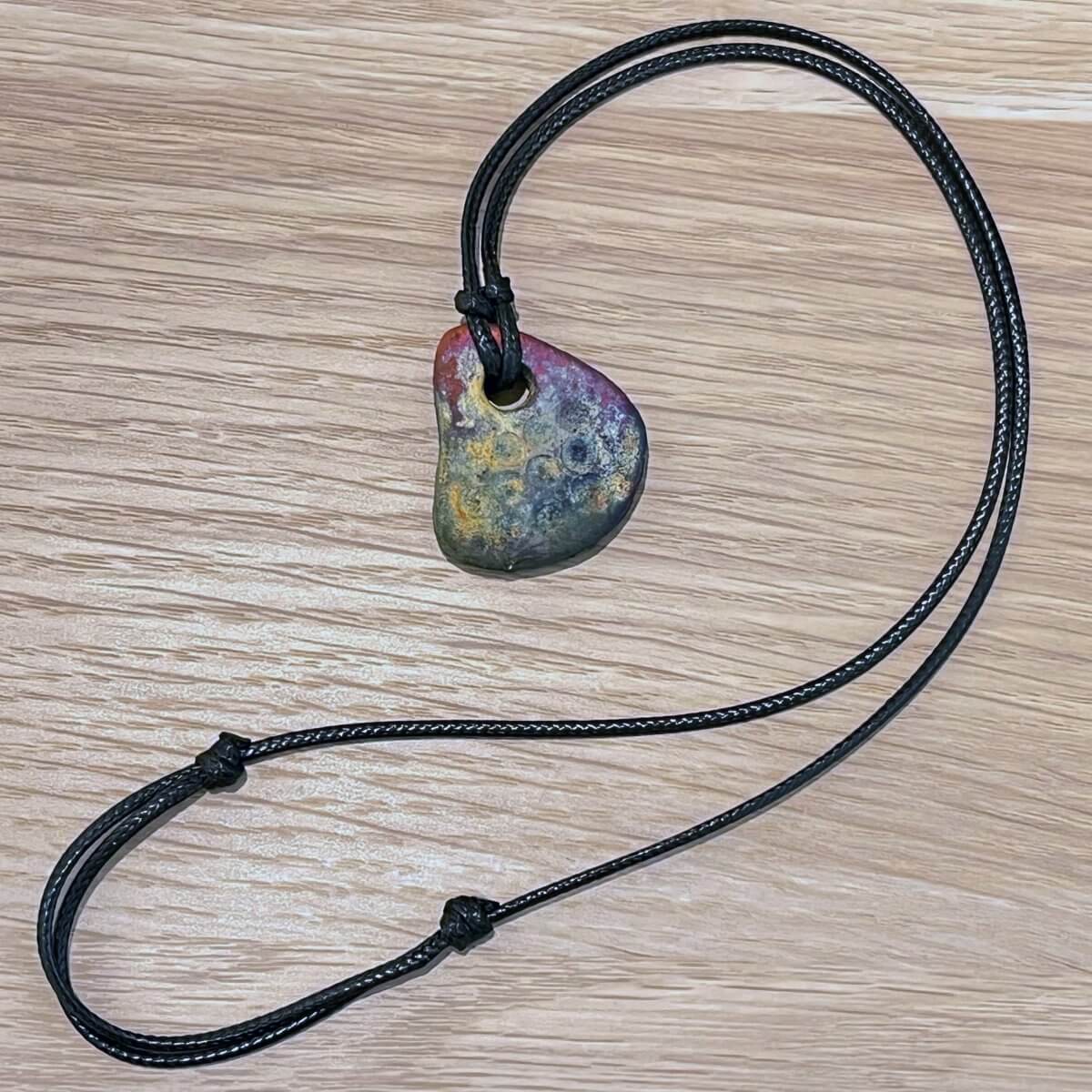 Kubi M013 Stone Triangle Raku Pendant Necklace - Handmade gift for her - RAAQUU