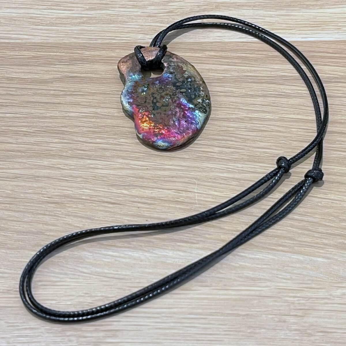 Kubi M020 Organic Oval Raku Pendant Necklace - Handmade gift for her - RAAQUU