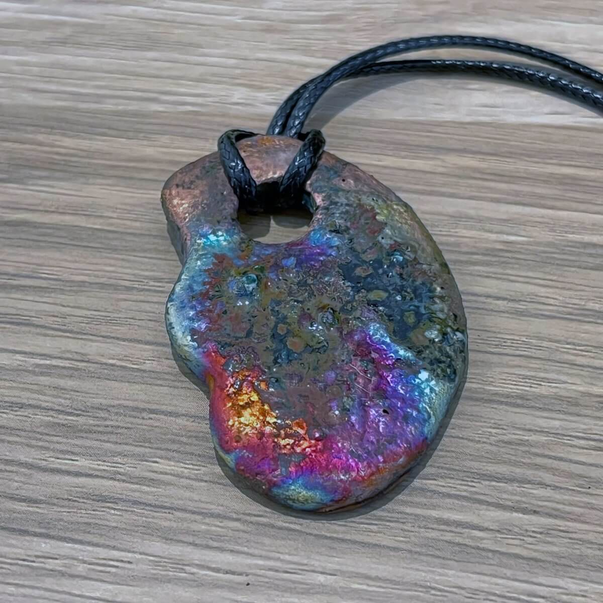 Kubi M020 Organic Oval Raku Pendant Necklace - Handmade gift for her - RAAQUU