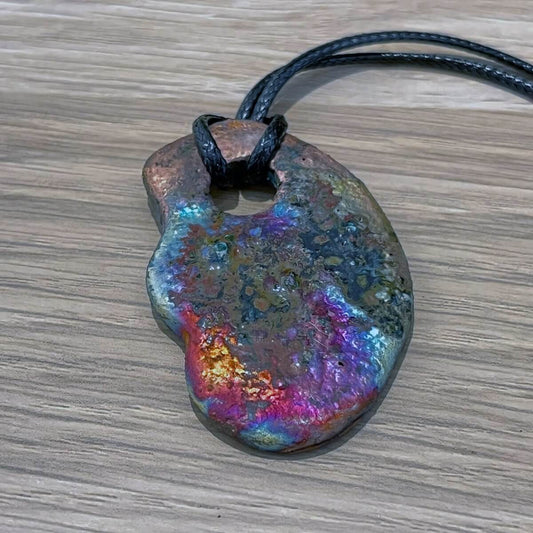 Kubi M020 Organic Oval Raku Pendant Necklace - Handmade gift for her - RAAQUU