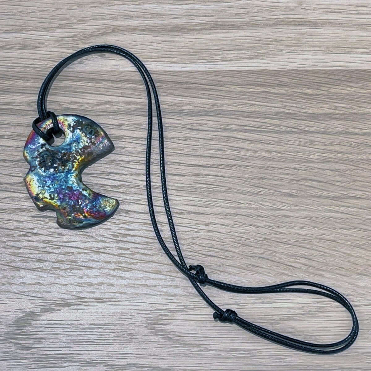 Kubi M021 Organic Oval Raku Pendant Necklace - Handmade gift for her - RAAQUU