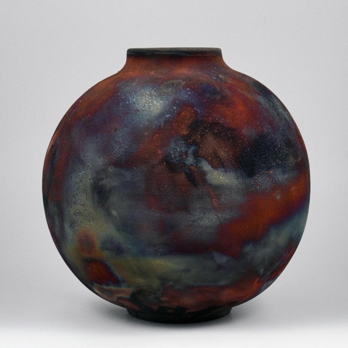 RAAQUU Large Globe Ceramic Vase Full Copper Matte S/N0000915 11" Raku Pottery - RAAQUU