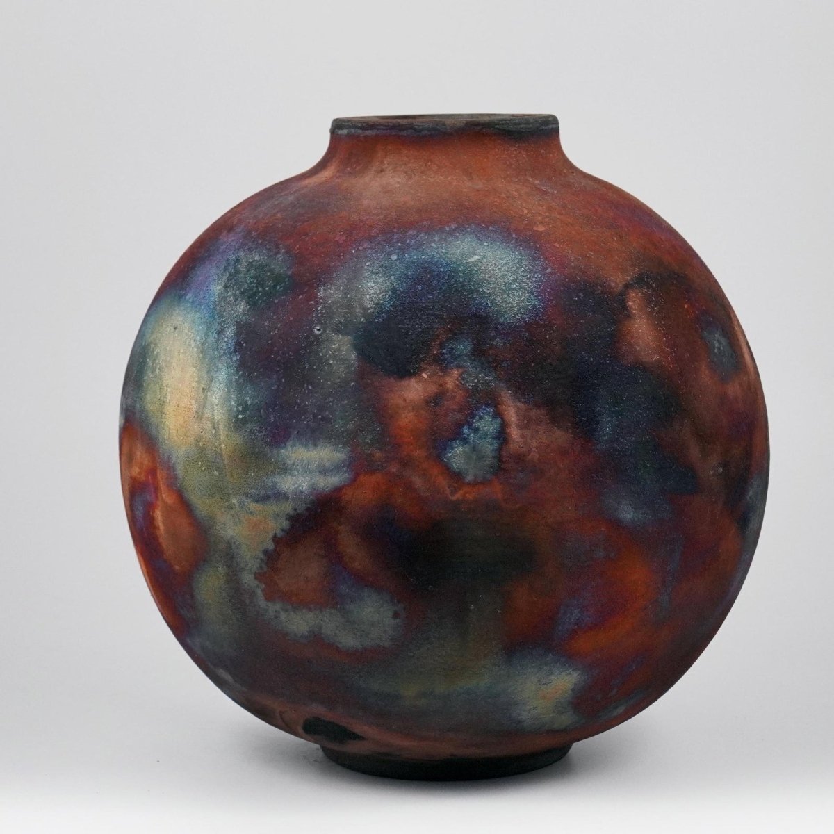 RAAQUU Large Globe Ceramic Vase Full Copper Matte S/N0000915 11" Raku Pottery - RAAQUU