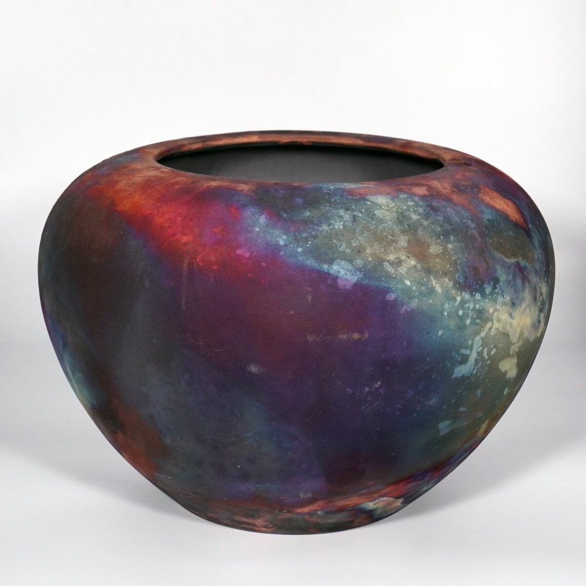 RAAQUU Large Tsubomi Ceramic Vase Full Copper Matte S/N0000842 13" Wide Raku Pottery Unique Handmade ceramic pottery raku vases, urns, and home decor, sculptures, wall decor, gifts by Adil Ghani