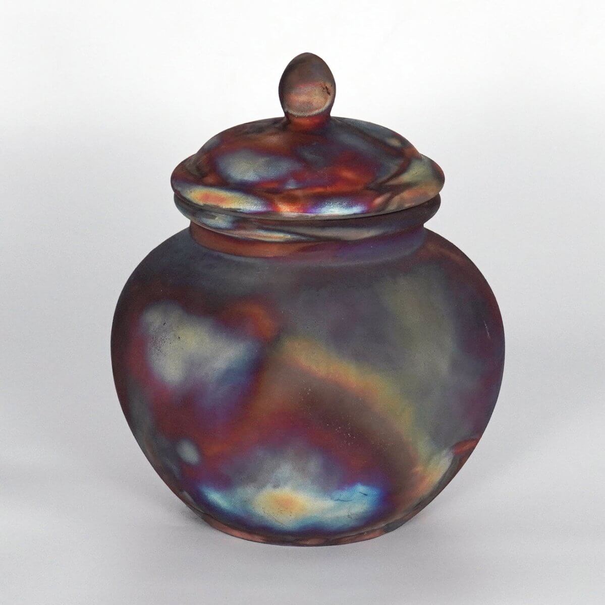 RAAQUU Tamashii Ceramic Full Copper Matte Pet Urn for Remains/Ashes S/N8000119 - Raku Pottery 85 cubic inches Unique Handmade Cremation Vessel Unique Handmade ceramic pottery raku vases, urns, and home decor, sculptures, wall decor, gifts by Adil Ghani