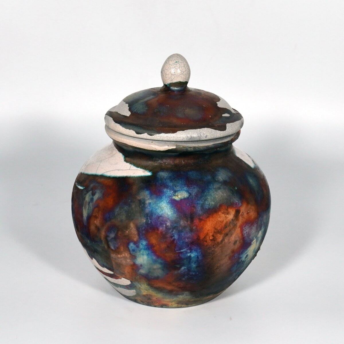 RAAQUU Tamashii Ceramic Half Copper Matte Pet Urn for Remains/Ashes S/N8000141 - Raku Pottery 85 cubic inches Unique Handmade Cremation Vessel Unique Handmade ceramic pottery raku vases, urns, and home decor, sculptures, wall decor, gifts by Adil Ghani