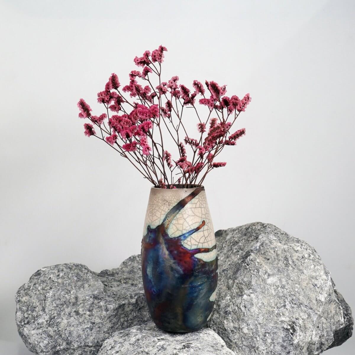 Tsuri Ceramic Raku Pottery Vase - RAAQUU