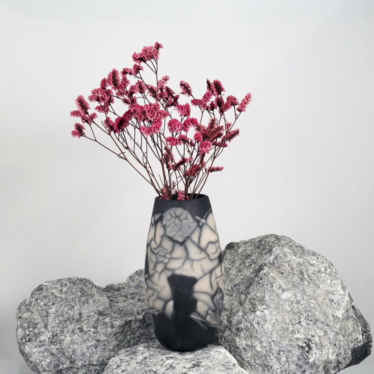 Tsuri Ceramic Raku Pottery Vase - RAAQUU