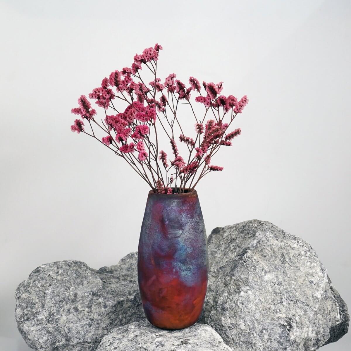 Tsuri Ceramic Raku Pottery Vase - RAAQUU