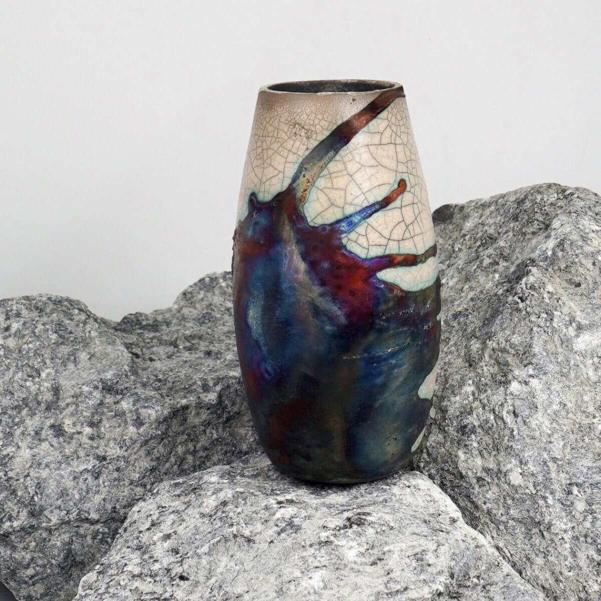 Tsuri Ceramic Raku Pottery Vase - RAAQUU