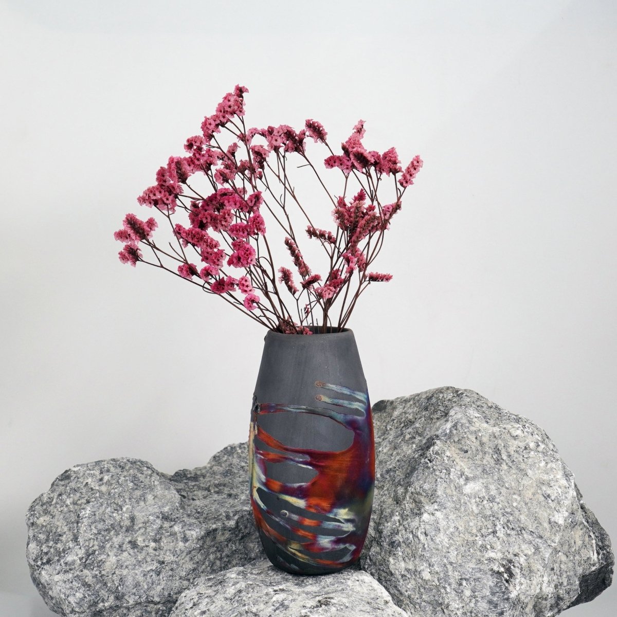 Tsuri Ceramic Raku Pottery Vase - RAAQUU