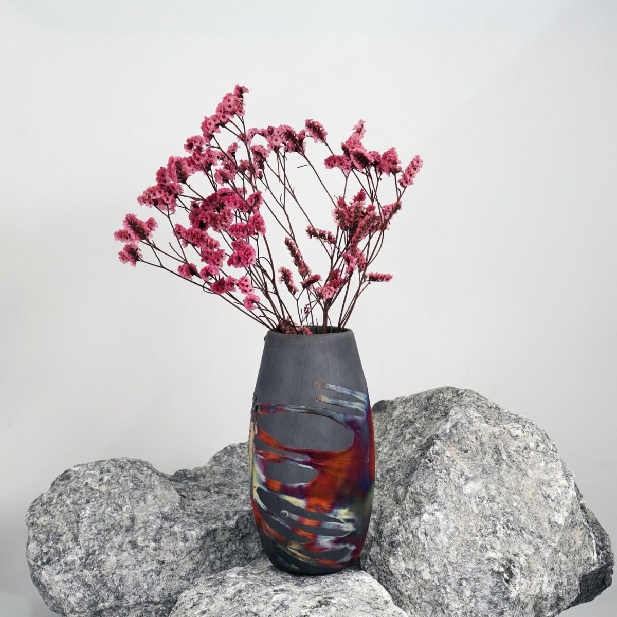 Tsuri Ceramic Raku Pottery Vase - RAAQUU