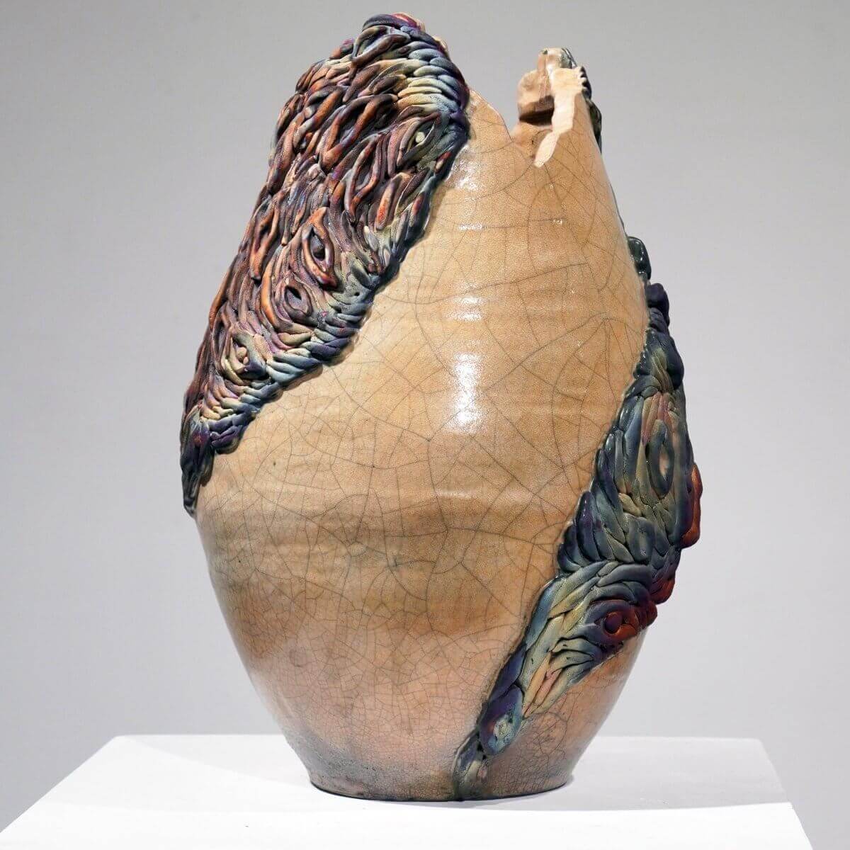 Human - life magnified collection raku ceramic pottery sculpture by Adil Ghani - RAAQUU