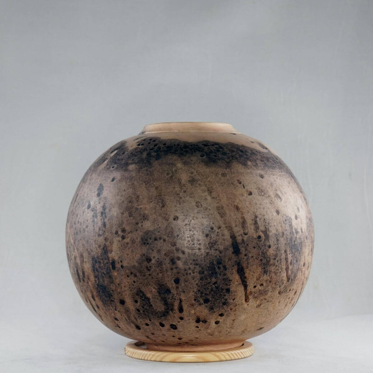 Raku pottery vase ceramic home decor RAAQUU Large Globe Ceramic Vase Obvara S/N0000094 10" Raku Pottery