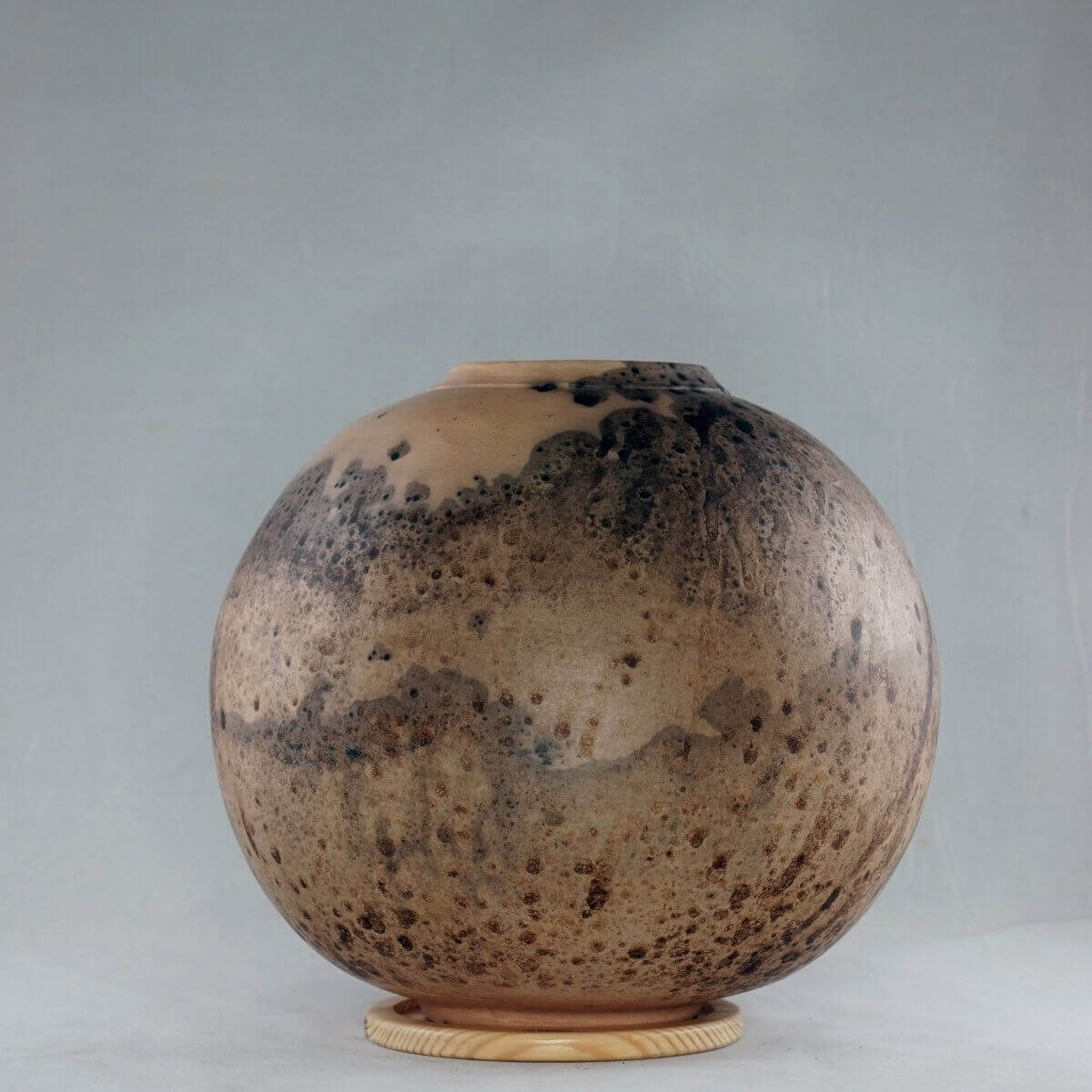 Raku pottery vase ceramic home decor RAAQUU Large Globe Ceramic Vase Obvara S/N0000094 10" Raku Pottery